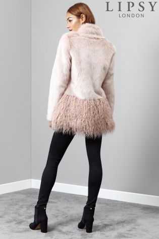 Lipsy Faux Mongolian Fur Coat